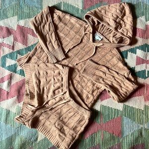 Anthropologie Ellyn Cable Knit Lounge Set M